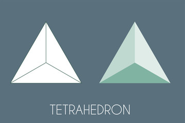 Tetrahedron Platonic solid. Sacred geometry vector illustration - 250223229