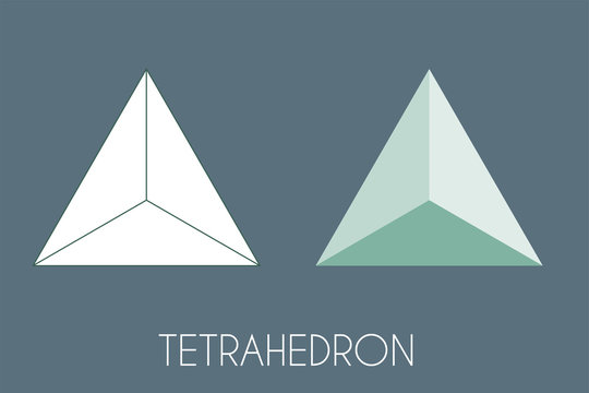 Tetrahedron Platonic solid. Sacred geometry vector illustration