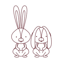 cute rabbits isolated icon