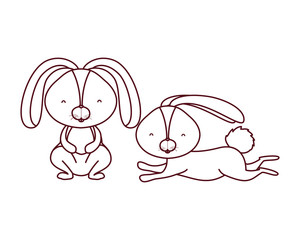 cute rabbits isolated icon