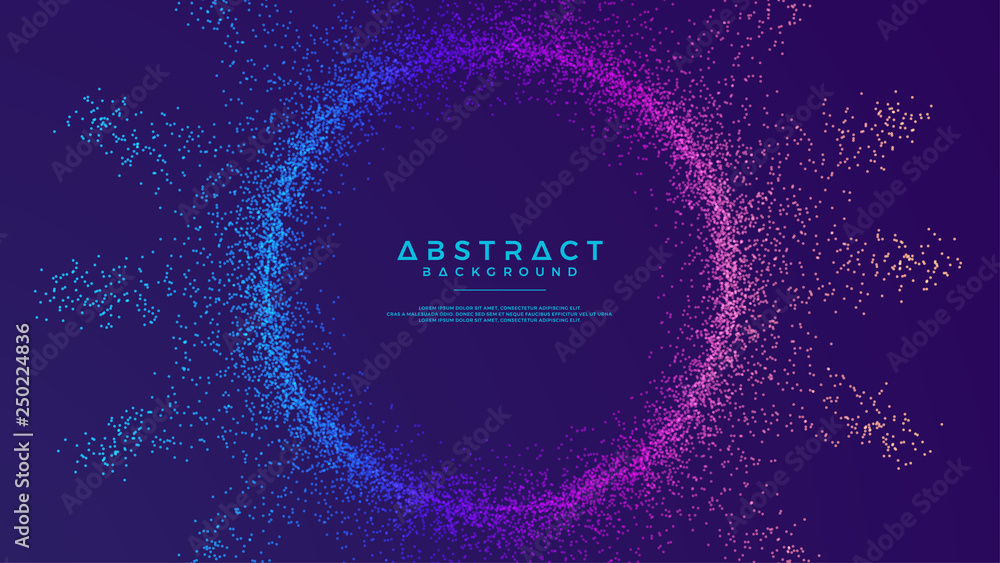 Poster dynamic abstract liquid flow particles background. shining abstract particle flow background. futuri