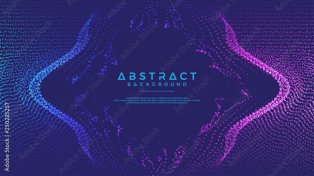 Poster dynamic abstract liquid flow particles background. shining abstract particle flow background. futuri