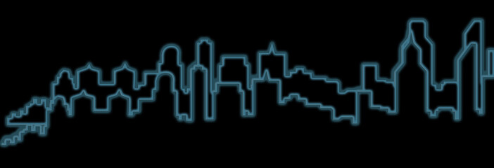 neon skyline city with black background