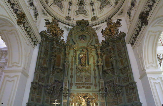 high altar retable green wood