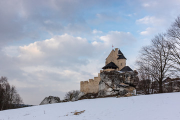 Bobolice royal castle, winter landscape, Trail of the Eagles' Nests, Poland