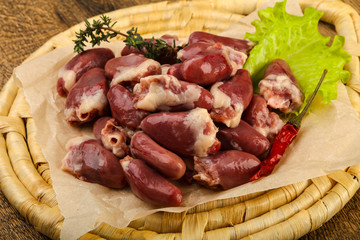 Raw chicken hearts