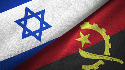 Israel and Angola two flags textile cloth, fabric texture