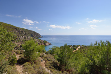 Fototapeta na wymiar Greece, Tassos island. Sea, mountains, beautiful sunny day