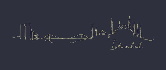 Fototapeta premium Sylwetka linii pióra Istanbul ciemnoniebieski