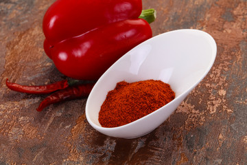 Paprika powder in the bowl