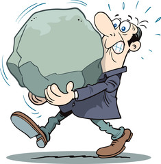 businessman a big rock