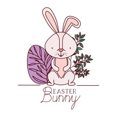 easter bunny label with egg isolated icon