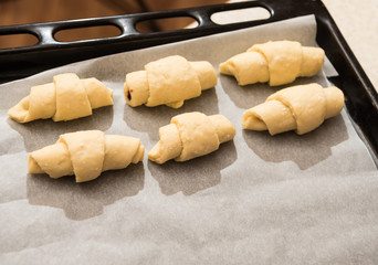 Tray with homemade croissants