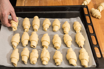 Tray with homemade croissants