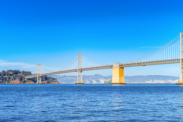 Oakland Bay Bridge. Ocean Quay in the north of San Francisco.