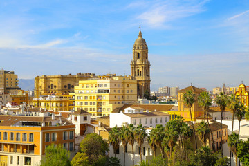 Obraz premium panoramic view of Málaga spain with its cathedral