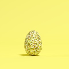 yellow Monotone Mosaic Egg on yellow background. minimal Easter Idea Concept.