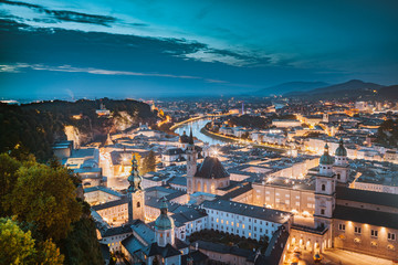 Fototapeta na wymiar Historic city of Salzburg at twilight, Austria