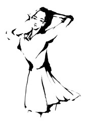 新墨絵の女性10