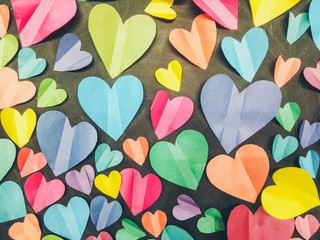 Background with hearts. Colourful hearts.