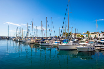 Fototapeta na wymiar Marina of Puerto de Mogan, a small fishing port on Gran Canaria, Spain.