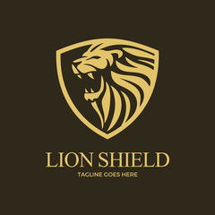  Lion Shield Vector Art Logo Template Dark Background