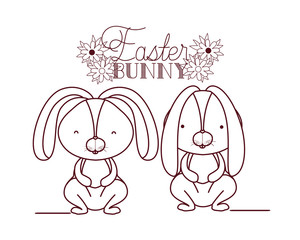 easter bunny label isolated icon