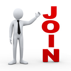 3d man join word presentation