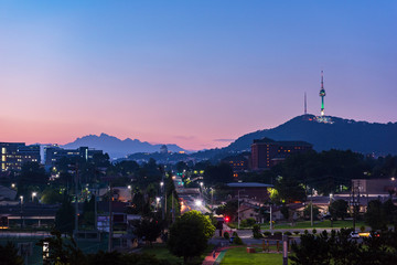 Fototapeta na wymiar Sunset at Seoul City,South Korea.