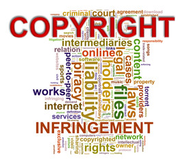 Wordcloud words tags of copyright infringement