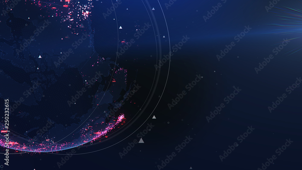 Poster global network technology. data exchange and global network over the world 3d rendering. global netw