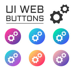 Fototapeta na wymiar gear wheels account ui web button. ui elements. gear wheels vector icons on trendy gradients for web, mobile and user interface design