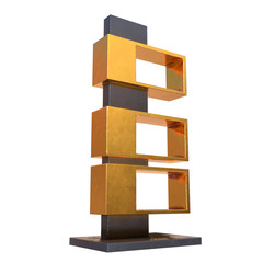 Obraz premium Showcase Displays Retail Shelves Stand. Trade show booth. 3d render illustration isolated on white background. Template mockup for your design.