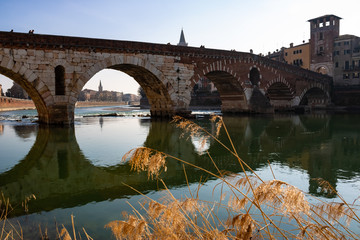 The Ponte Pietra bridge in Verona, Italy - Image