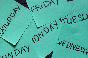 Days of the week on stickers