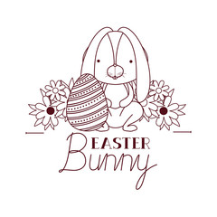 easter bunny label with egg isolated icon