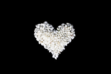 heart made of rice grains