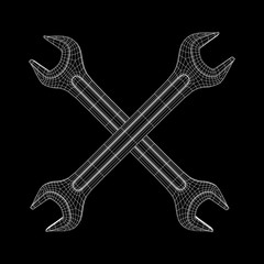 Wrench. Spanner repair tool. Mechanic or engineer instruments. Support service wireframe low poly mesh vector illustration