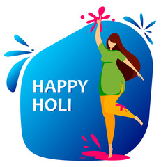 Happy Holi. Woman celebrating Festival of Colours