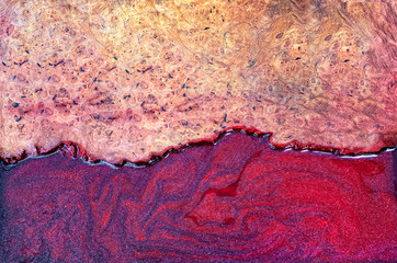 Casting epoxy resin stabilizing burl wood real abstract art background texture