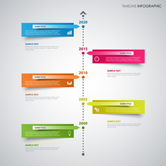 Time line info graphic with stuck colored design labels