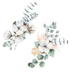 Aquarellfarbene Baumwollkompositionen © vanilnoe_nebo