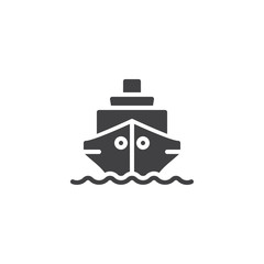 Ship boat vector icon. filled flat sign for mobile concept and web design. Cruise ship simple glyph icon. Shipping delivery symbol, logo illustration. Pixel perfect vector graphics