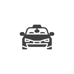 Taxi car vector icon. filled flat sign for mobile concept and web design. Taxi front view simple glyph icon. Symbol, logo illustration. Pixel perfect vector graphics