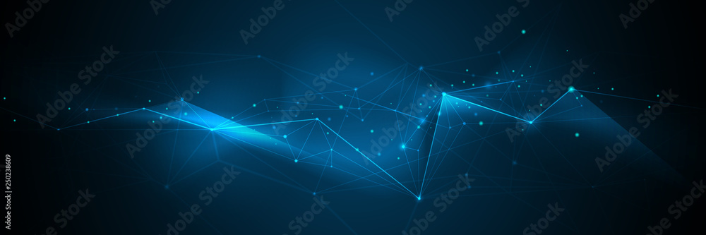 Aufkleber abstract molecules banner with line, geometric, polygon. vector design network background. modern sc