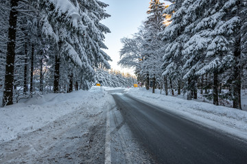 Straße Winter Wald