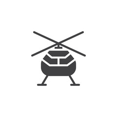 Helicopter front view vector icon. filled flat sign for mobile concept and web design. Military helicopter simple glyph icon. Symbol, logo illustration. Pixel perfect vector graphics