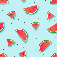 Foto op Plexiglas Watermeloen Watermeloen segmenten vector patroon.
