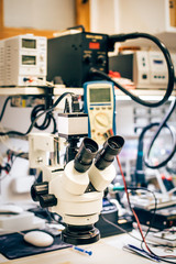 Microscope for detail macro view in electronic device technology service