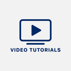 Video tutorials blue icon. Online training, distance and e-learning. - obrazy, fototapety, plakaty